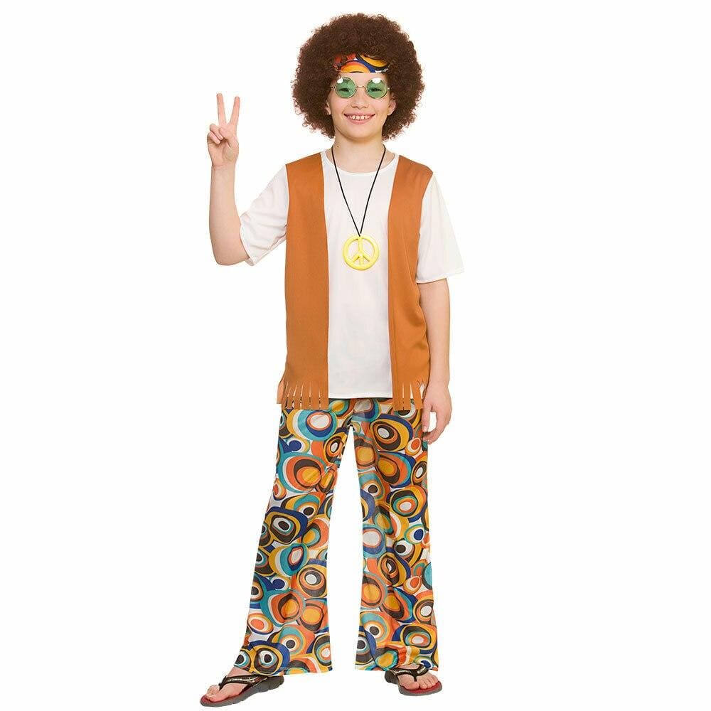 Kids Cool Hippie Fancy Dress Costume 60s Peace Halloween XS Stock