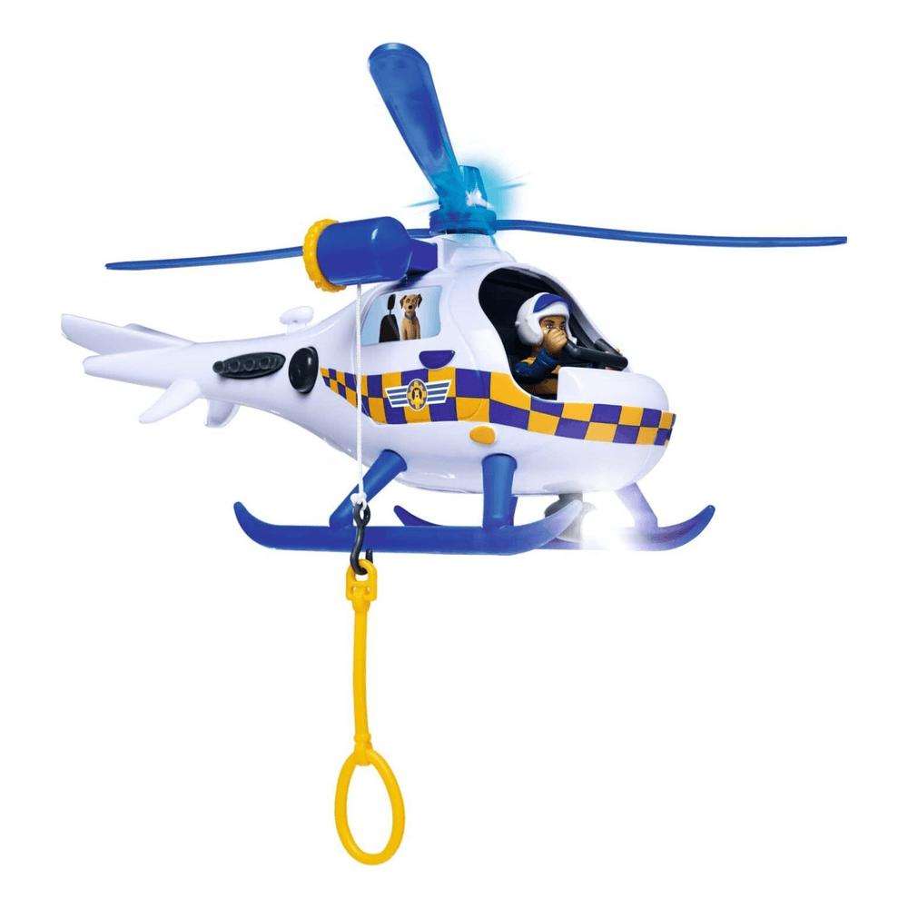 helicoptor toy with hanging handglide and siren blades