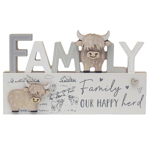 Highland Cow Family our happy herd quote wooden plaque