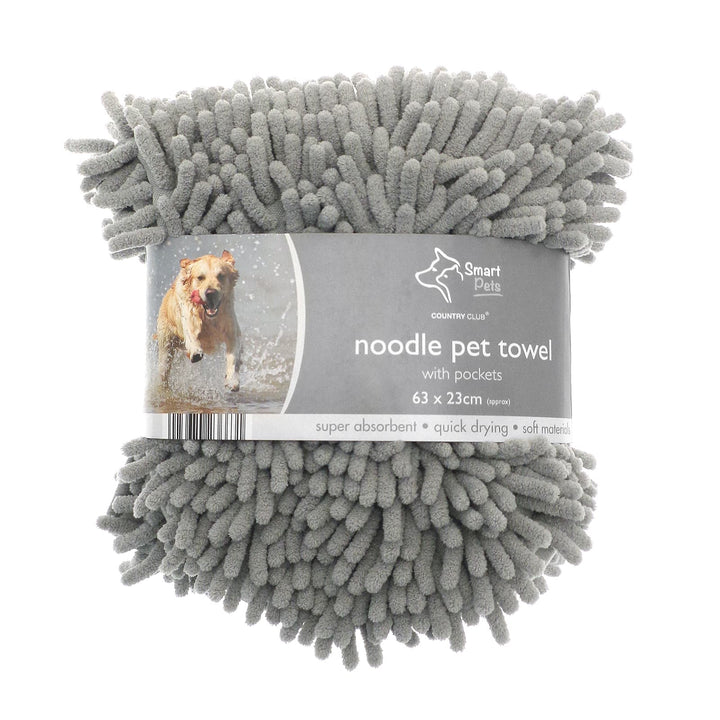 Smart Pets Grey Noodle Pet Towel wit Pockets