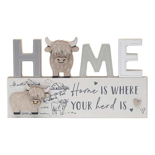 Highland Cow Home is where your herd is wooden plaque