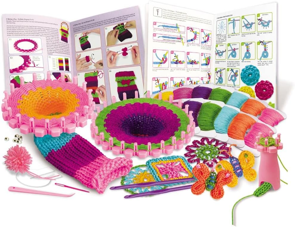 4M STEAM Kids Knitting & Crochet Kit - Fun Craft Projects for Creative Learning