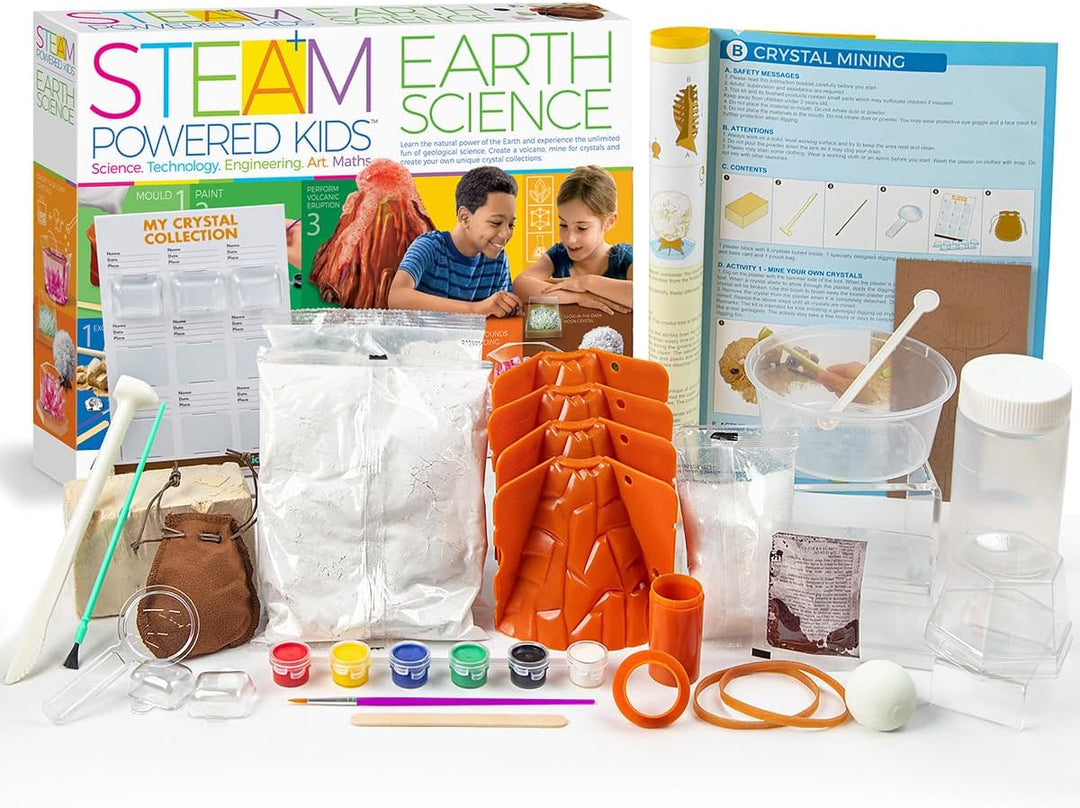 4M STEAM Earth Science Kit – Volcano, Crystal Mining & Growing Fun for Kids