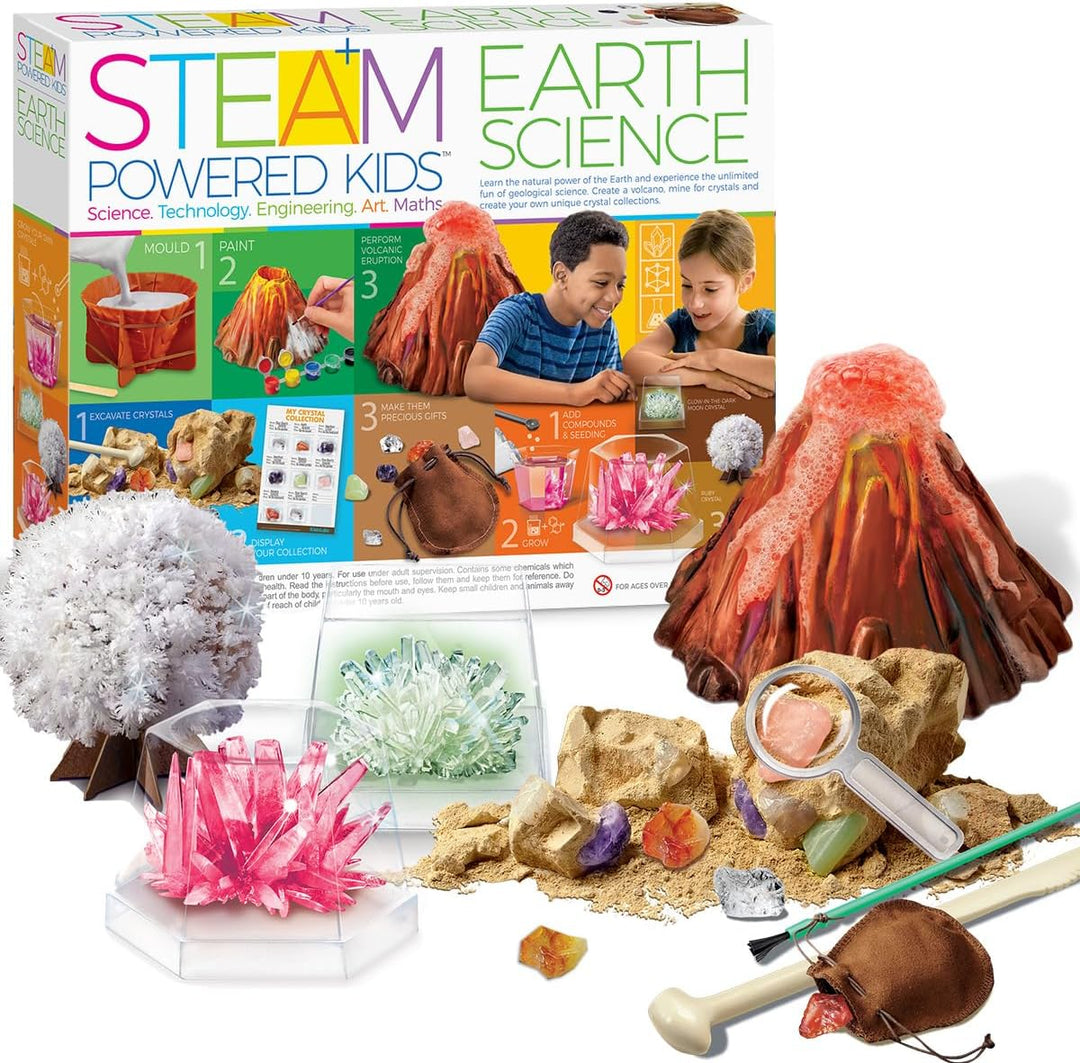 4M STEAM Earth Science Kit – Volcano, Crystal Mining & Growing Fun for Kids