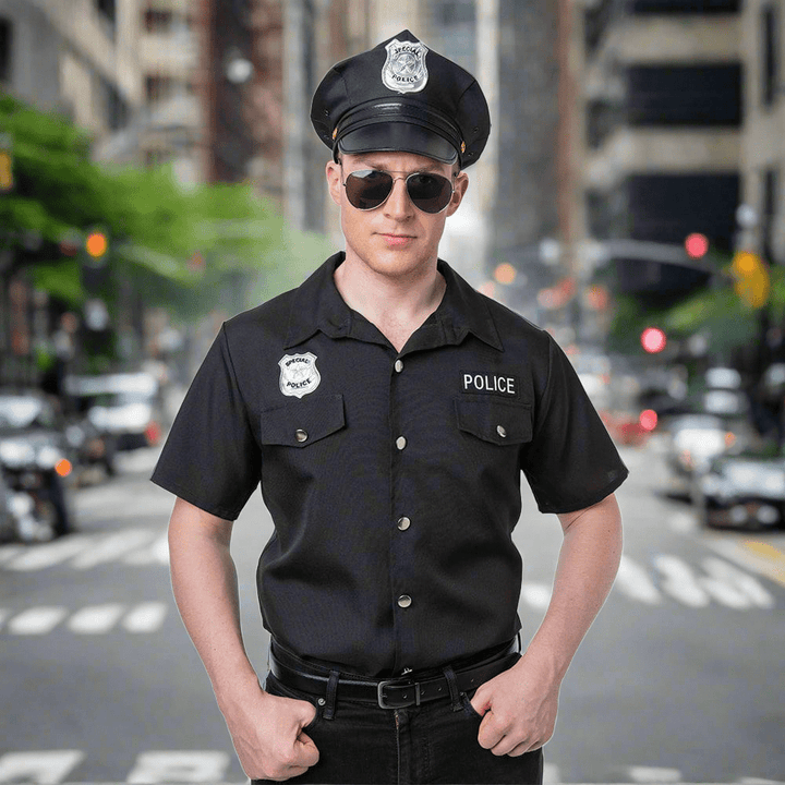 Police Shirt-Black on the streets of New York