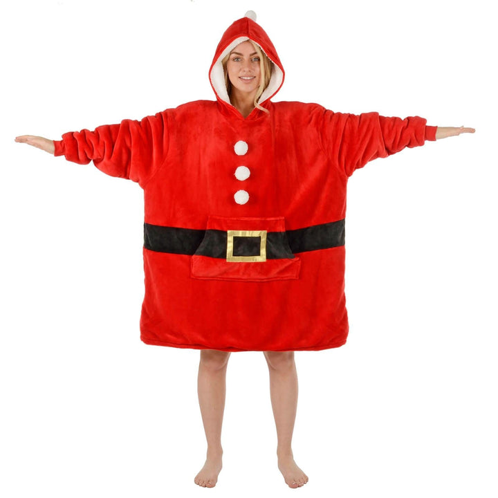 Adults Christmas Hoodie Blanket Unisex Oversized Fleece Top