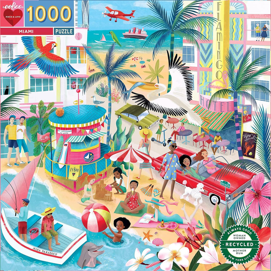 eeBoo 1000-Piece Jigsaw Puzzle Collection | Made from Recycled Cardboard | Multicolored