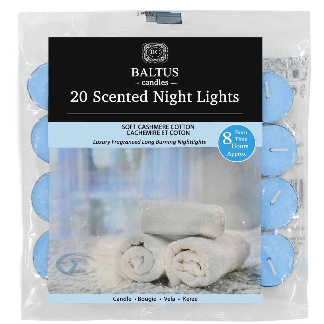 Baltus 20 Pack of Scented Tealight Night Lights Candles 8hr Burn Soft Cashmere