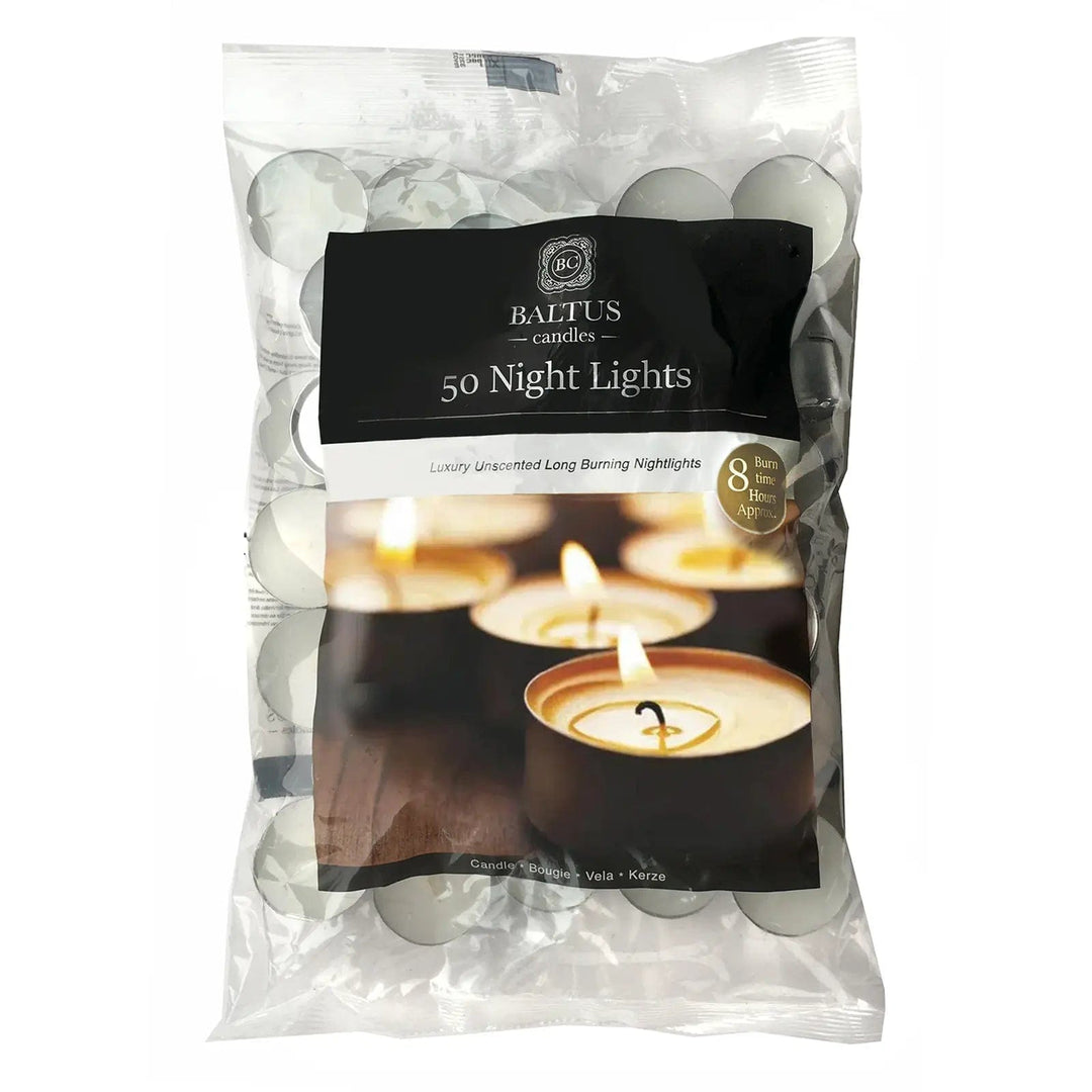 Pack of 50 unscented night lights tea light candles from Baltus