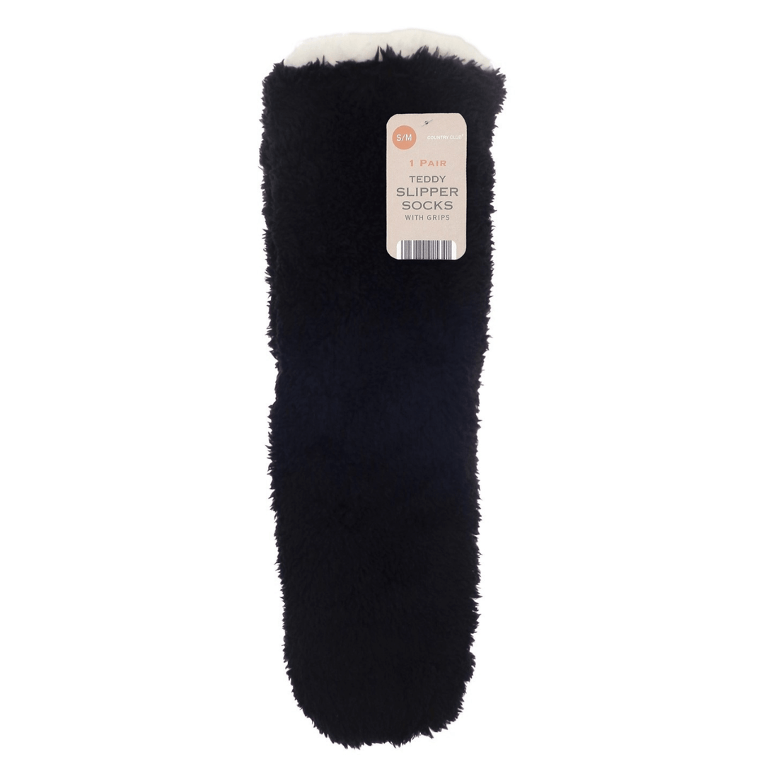 Womens Slipper Socks With Grips Teddy Fleece Sherpa Lining