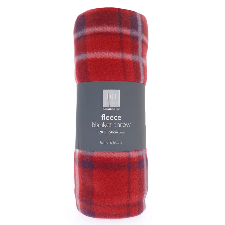 Tartan Print Fleece Blanket Throw Cover Travel Rug 150cm Red