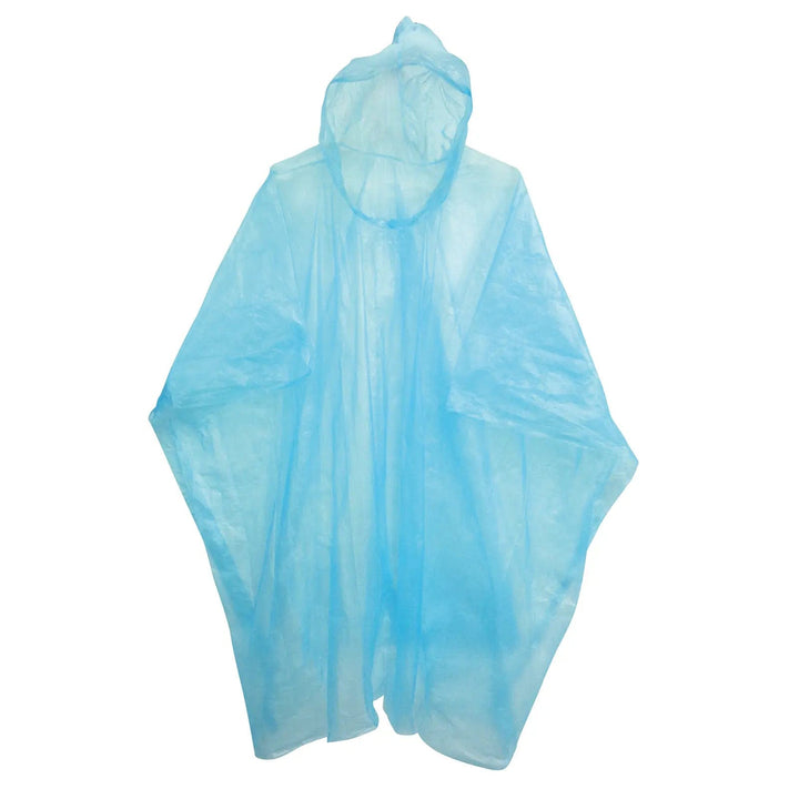 blue water resistant rain poncho for adults