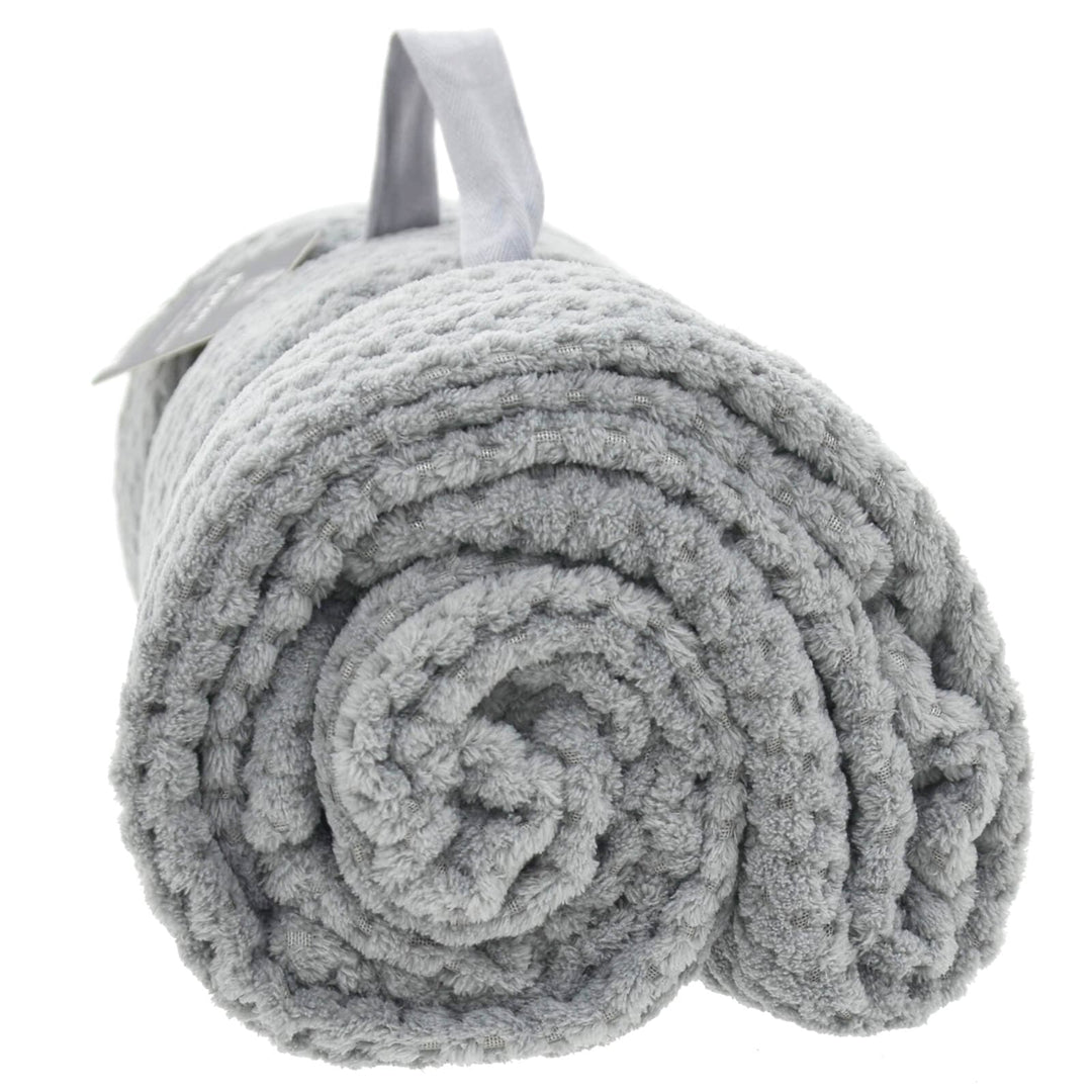 Popcorn Blanket Throw Grey Thick Fleece Soft Sofa Cover 200cm