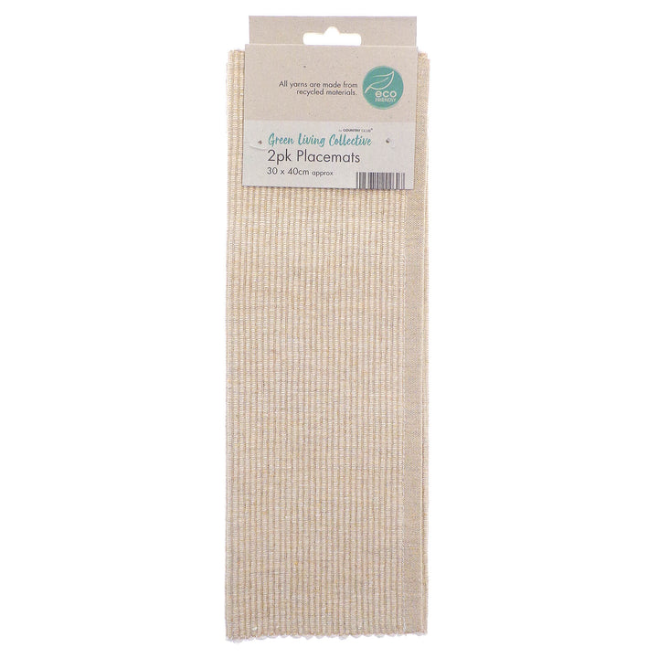 Woven Ribbed Placemats Cotton Rich Eco Friendly Pack Of 2 Natural