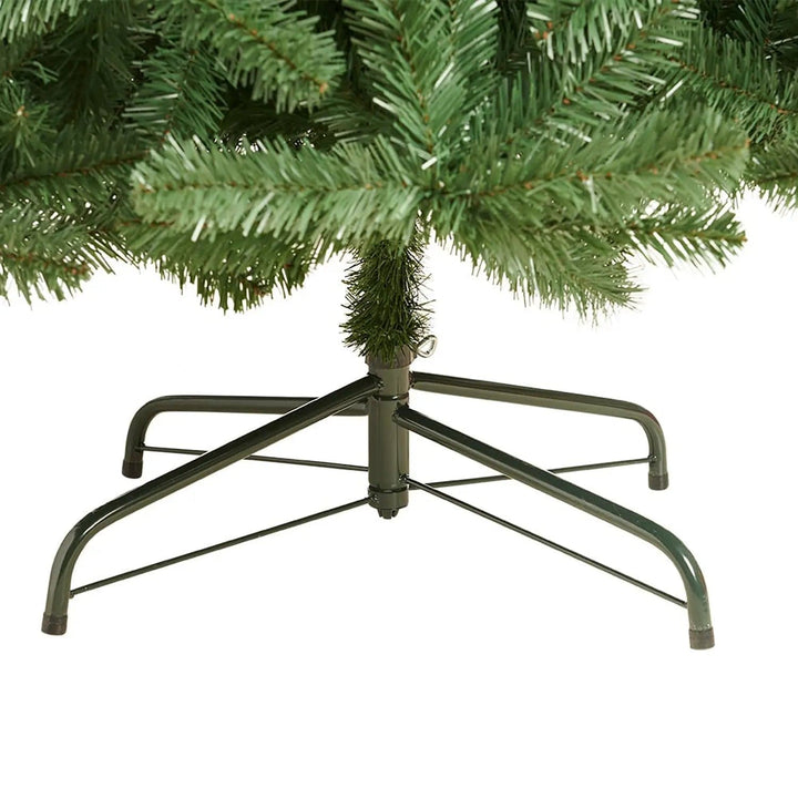 Close up of folding green metal stand for a Christmas tree