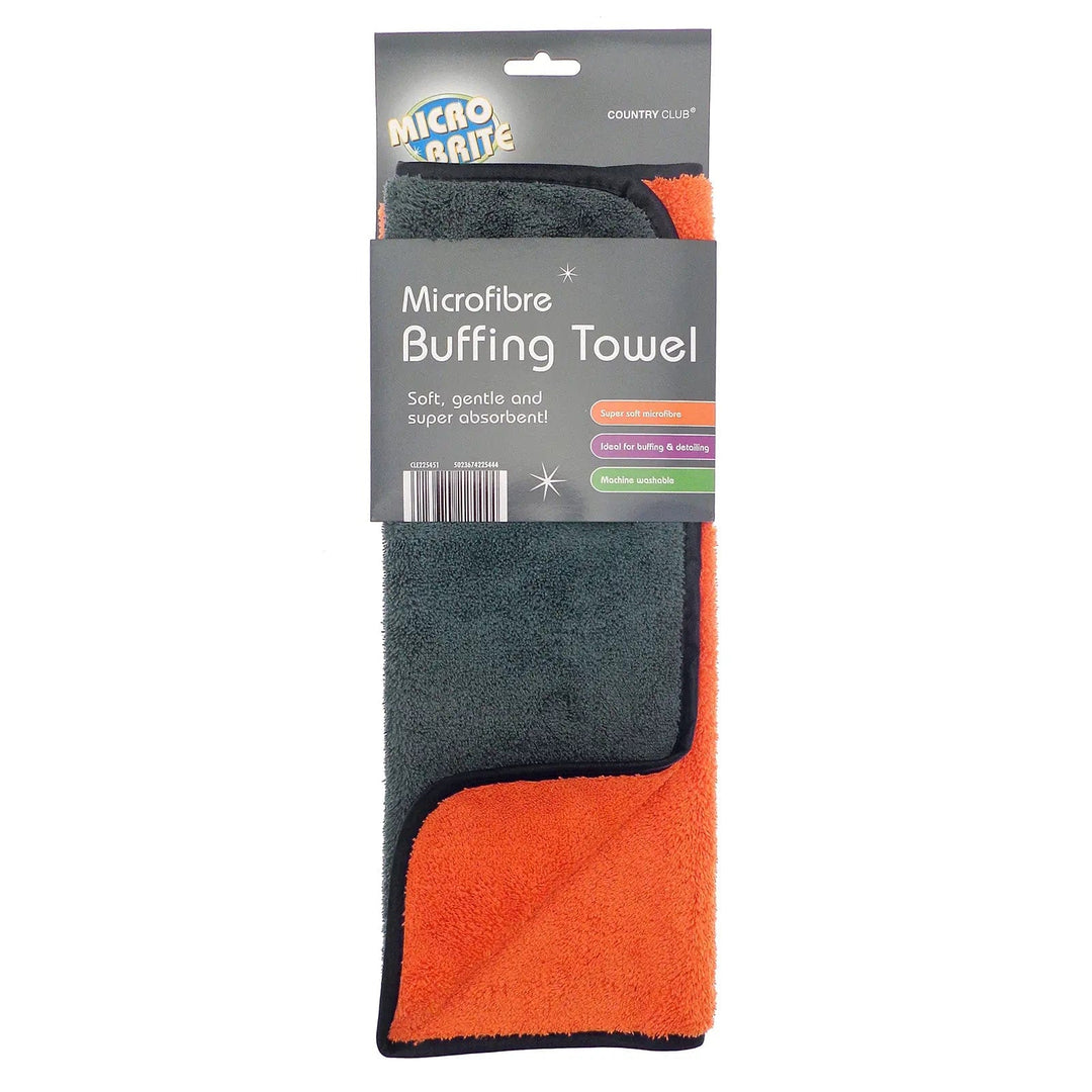 Microfibre Buffing Towel in dark grey and orange for car detailing