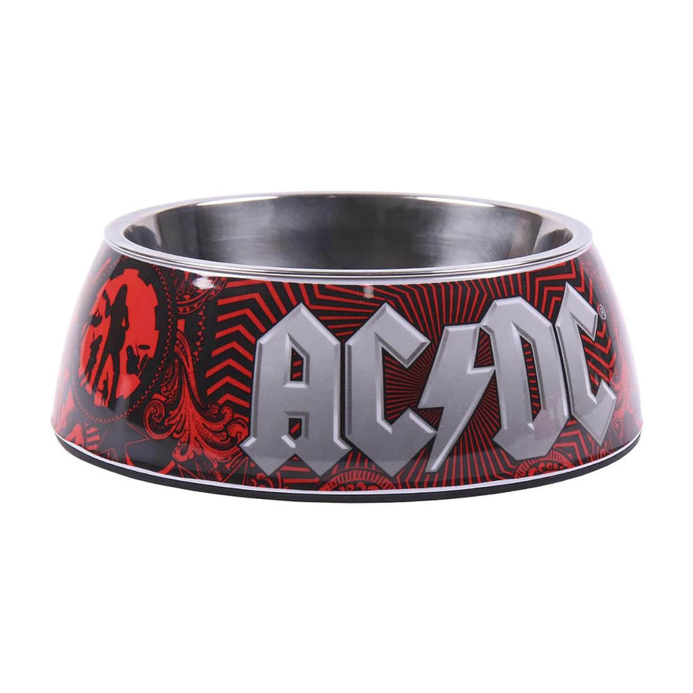 AC/DC Dog Bowl Removable Dish Food Water Non-Slip Red Black