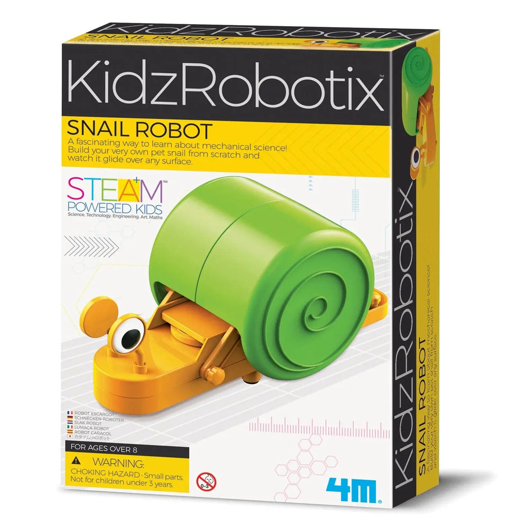 Box packaging of KidzRobotix snail robot building kit for children over 8 years