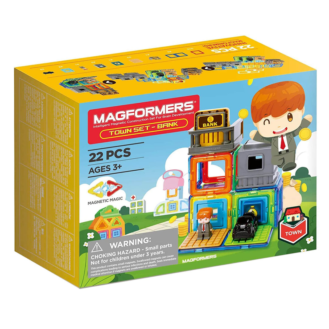 Magformers Town Set Shops Magnetic Construction Kit 22 Pieces Bank