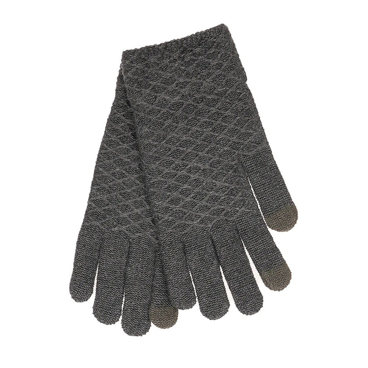 Ladies grey textured touch screen gloves for your winter wardrobe