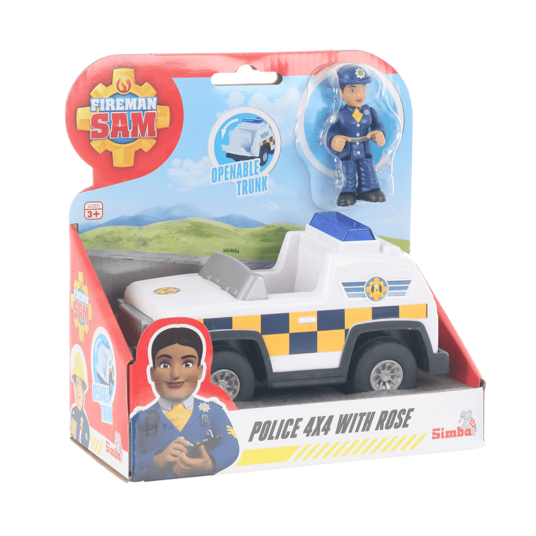 side view of fireman sam police vehicle packaging