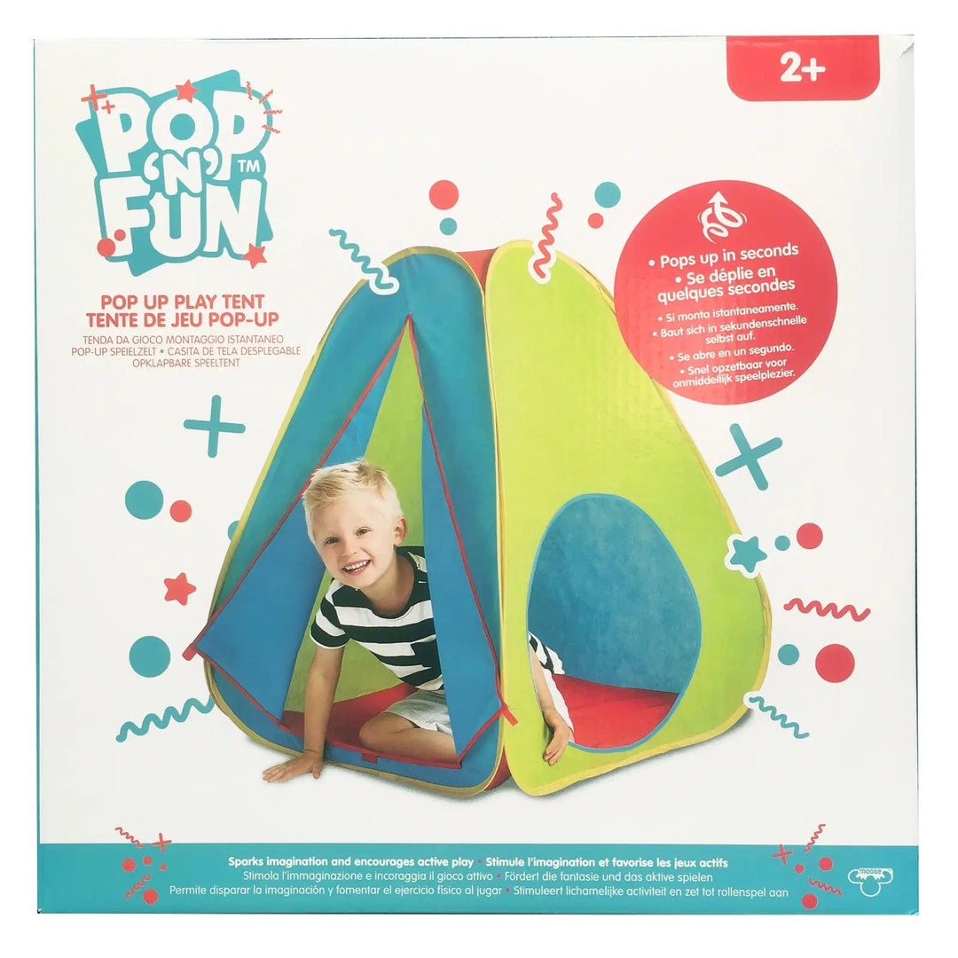 Box packaging for a pop up play tent for children age 2 years and over