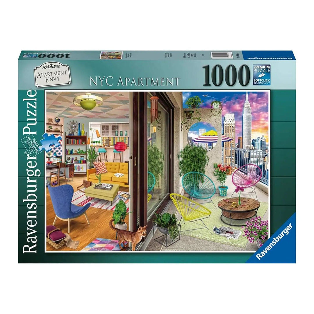 Ravensburger 1000 piece jigsaw puzzle with an image of a New York City apartment