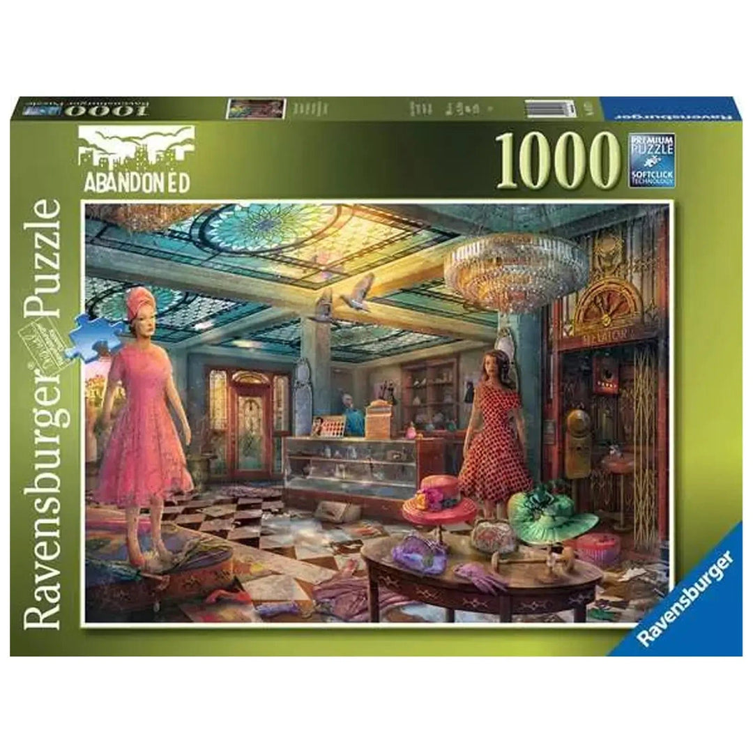 Ravensburger 1000 piece jigsaw puzzle with image of an abandoned ladies clothes shop