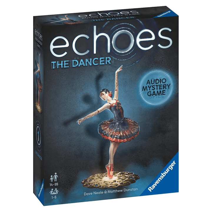 echos the dancer audio mystery game in blue packaging