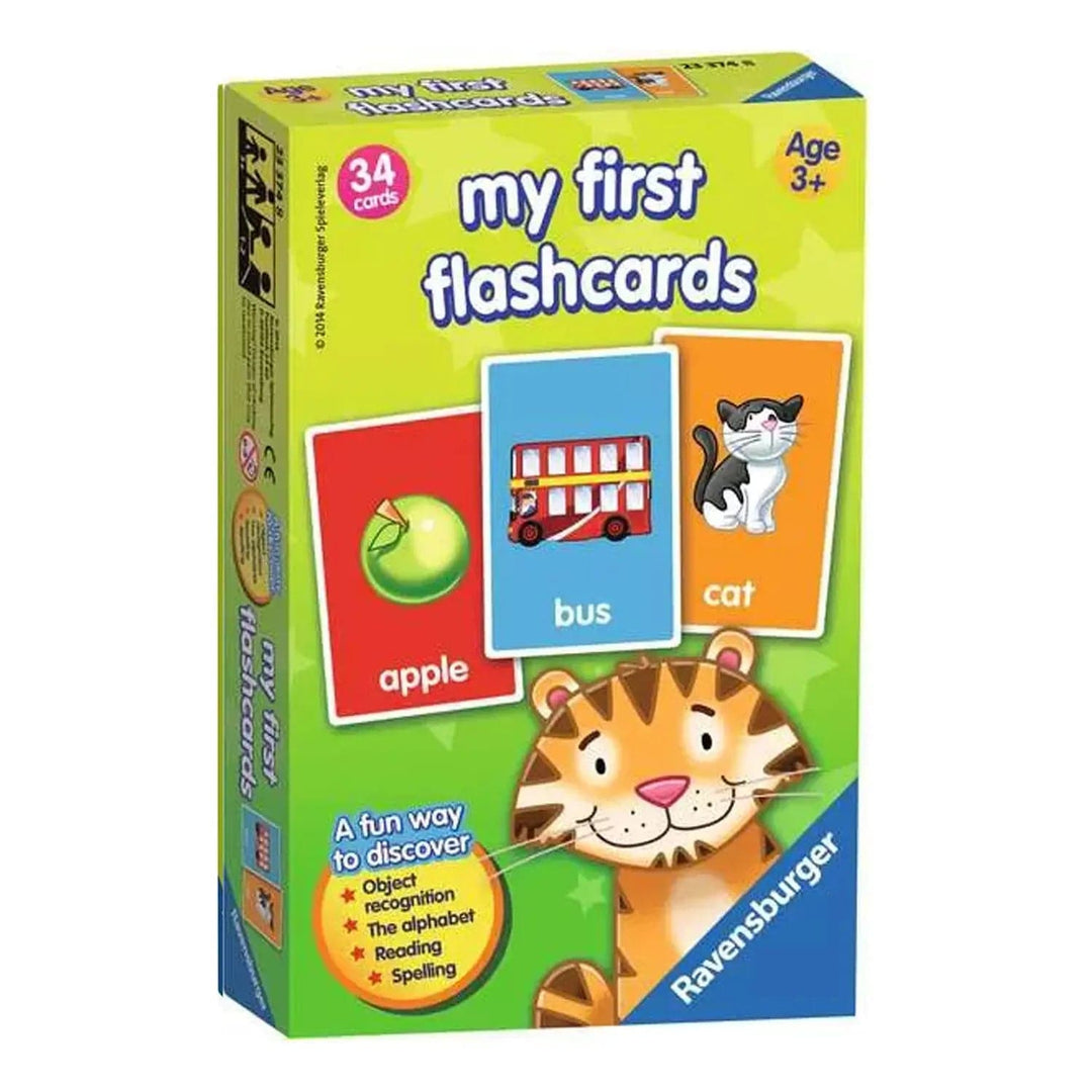 Box of 34 my first flashcards with apple bus and cat cards for children age 3+