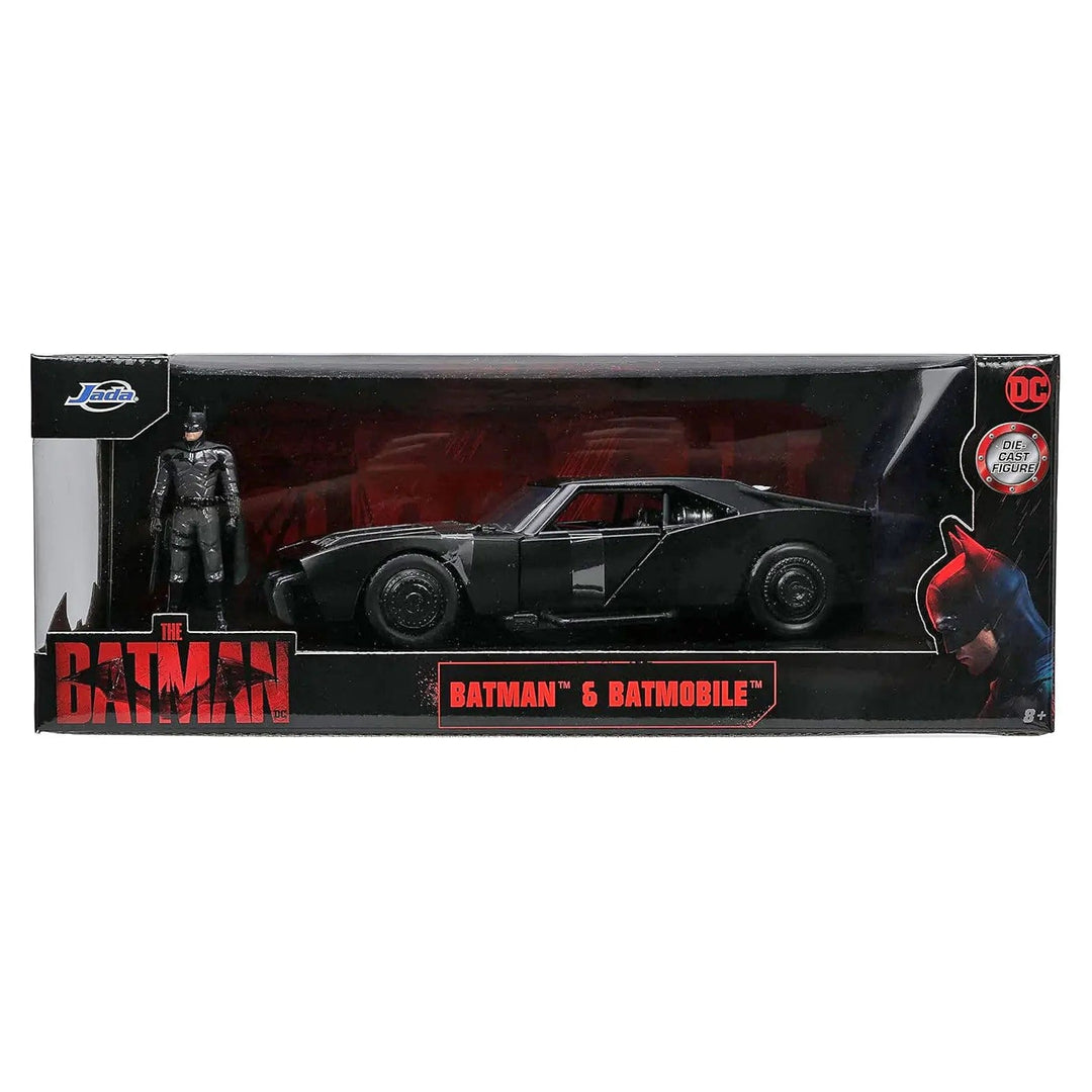 Large scale The Batman Batmobile and figure die-cast metal set in collector's window display box packaging