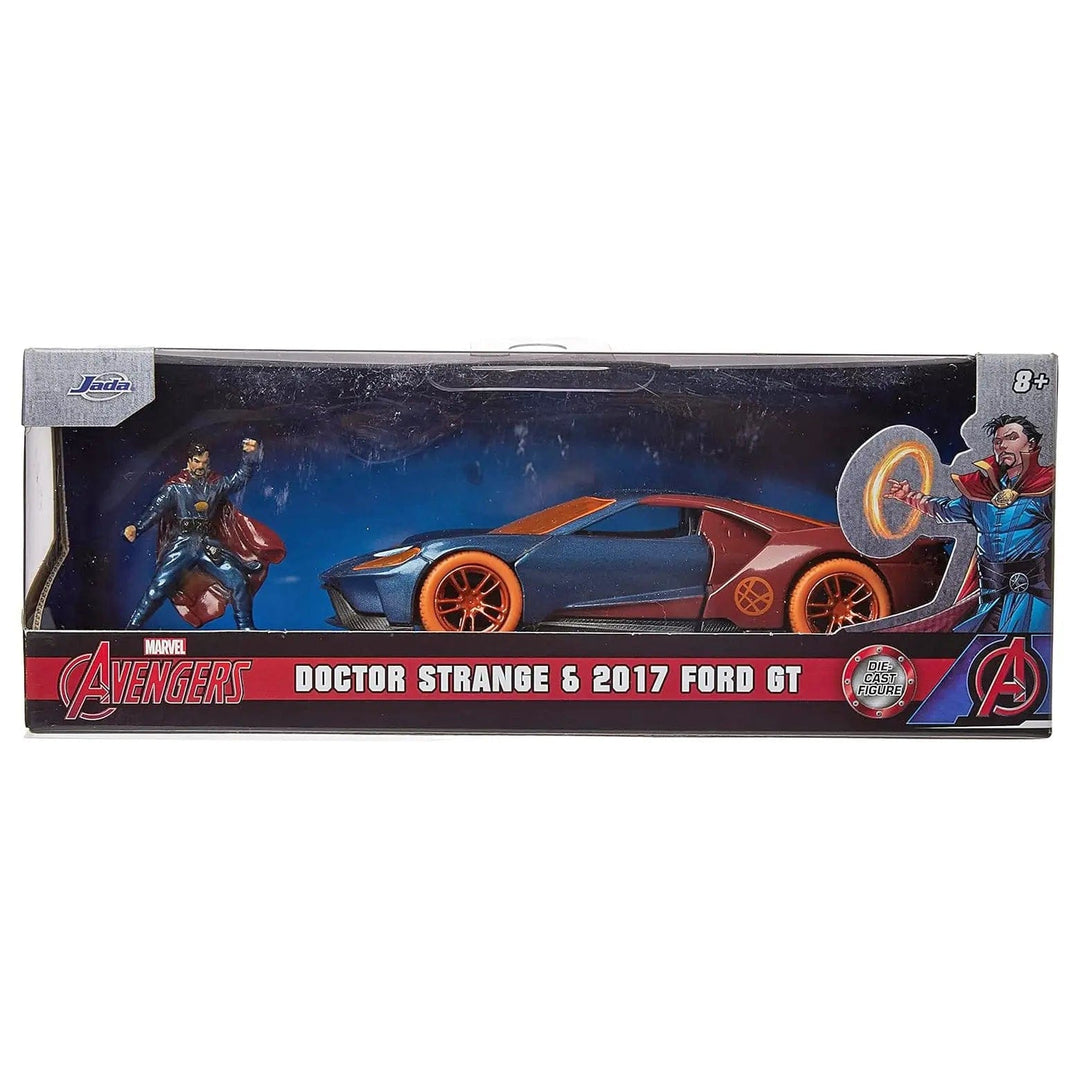 Display box packaging for Marvel Avengers Doctor Strange & 2017 Ford GT die cast metal figure and car for collectors