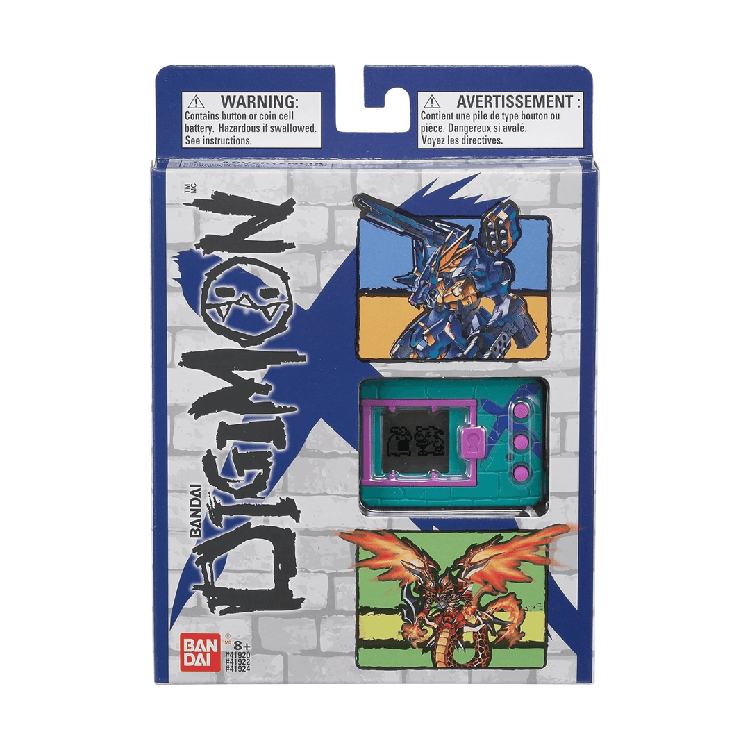 digimon x green and blue electronic pet in product packaging