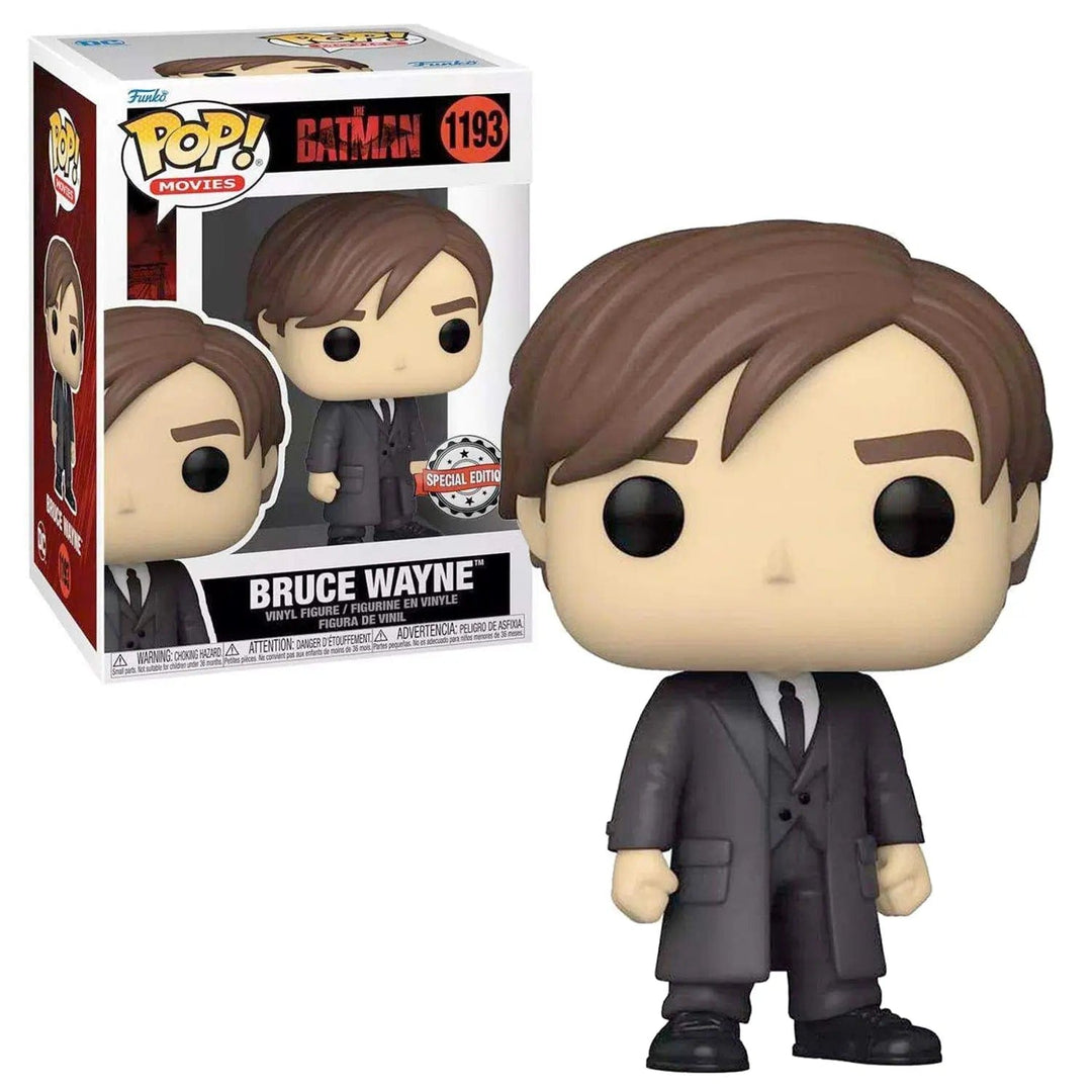 Funko Pop movies Bruce Wayne from the Batman film with window display box packaging for collectors