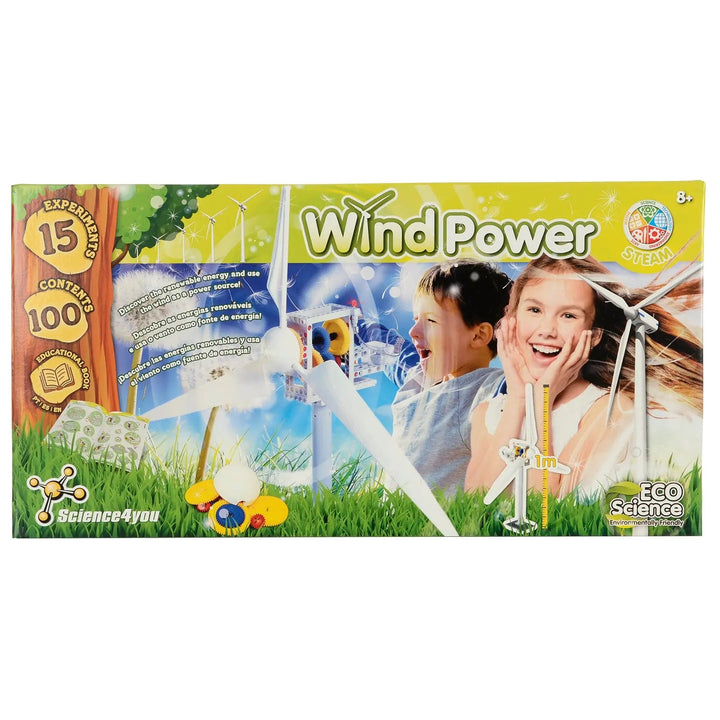 Boxed Wind Power kit, build a wind turbine with 15 experiments for kids age 8 years and over