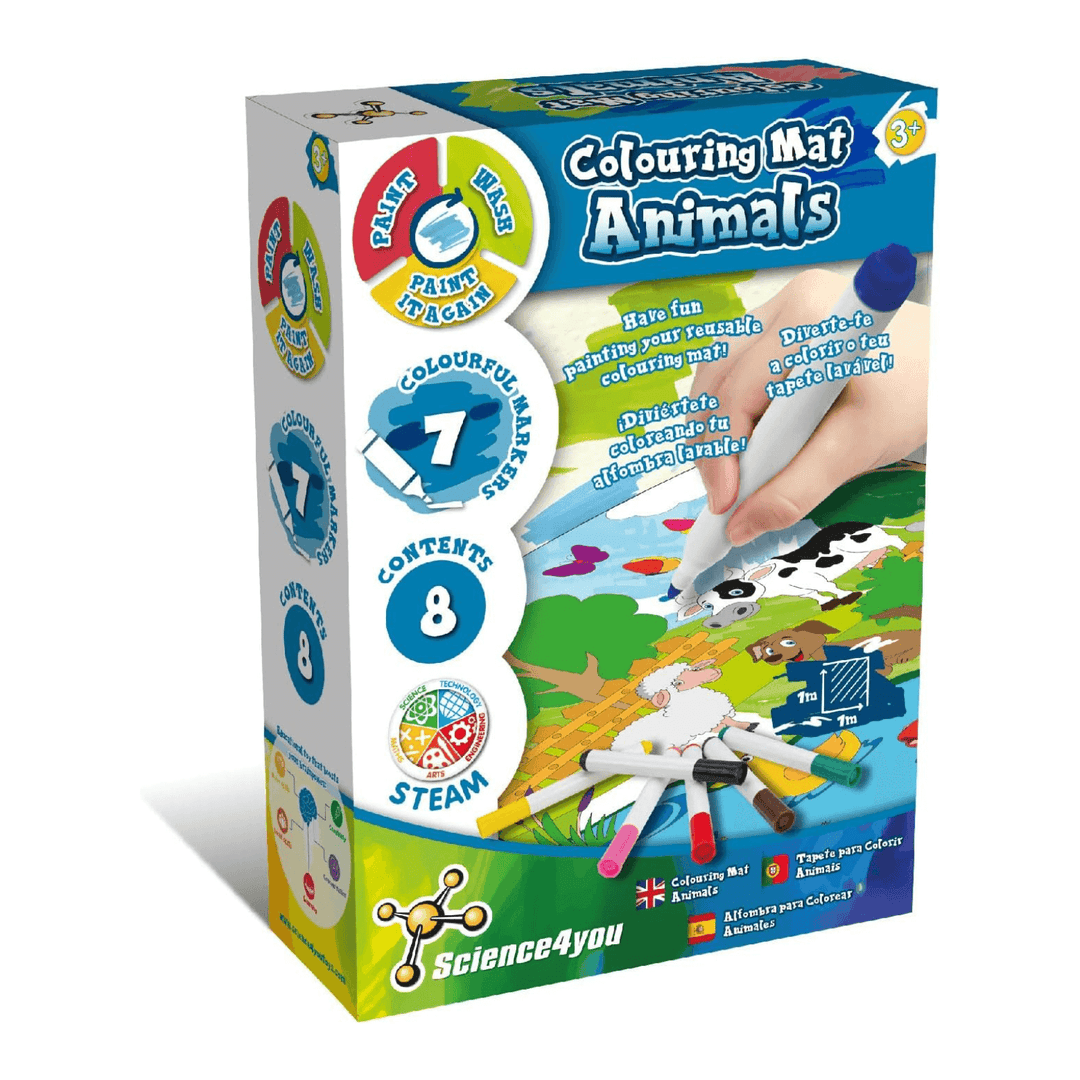 animals colouring mat packaging with sheep and cow design