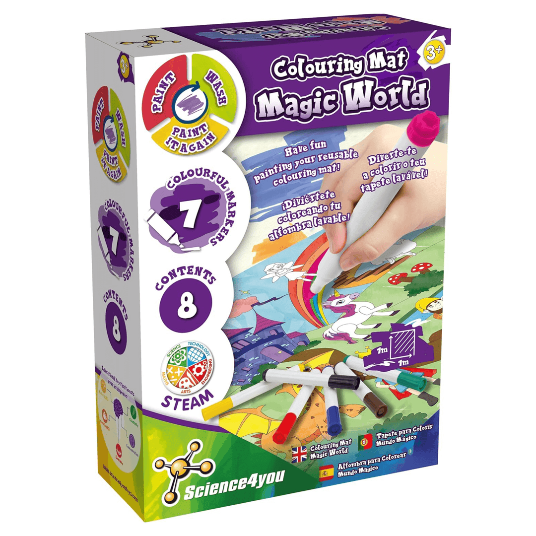 science4your magic world colouring mat box packaging with 7 colourful markers