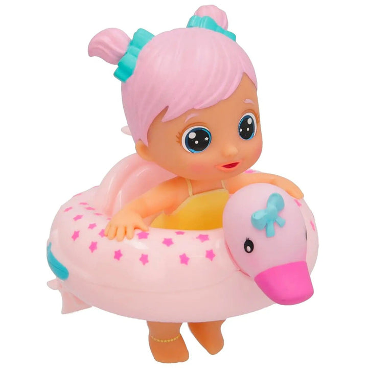 Bloopies Floaties doll in baby pink duck design swim ring bath toy