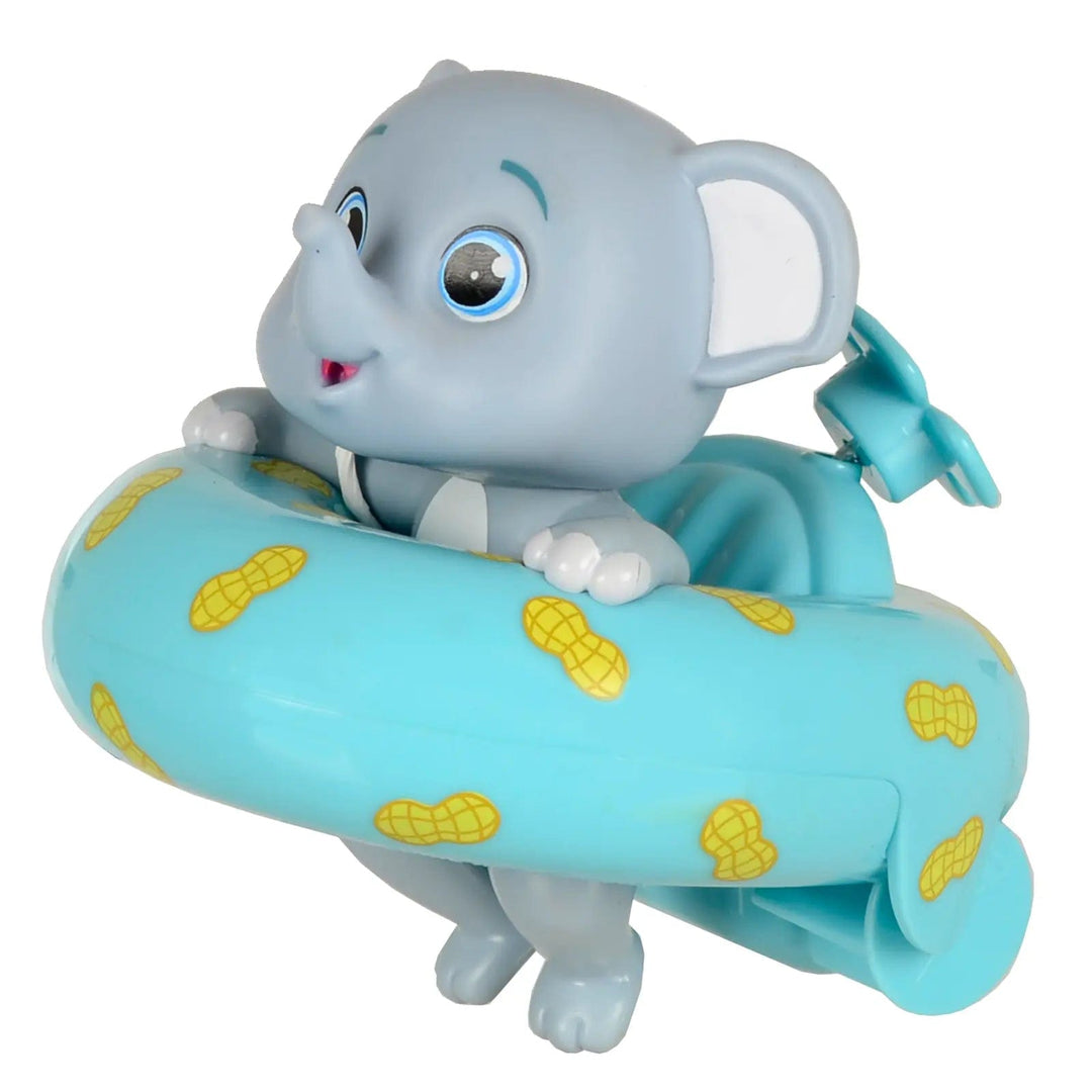 Bloopies Floaties Jungle Elephant animal bath toy with blue float and peanut pattern