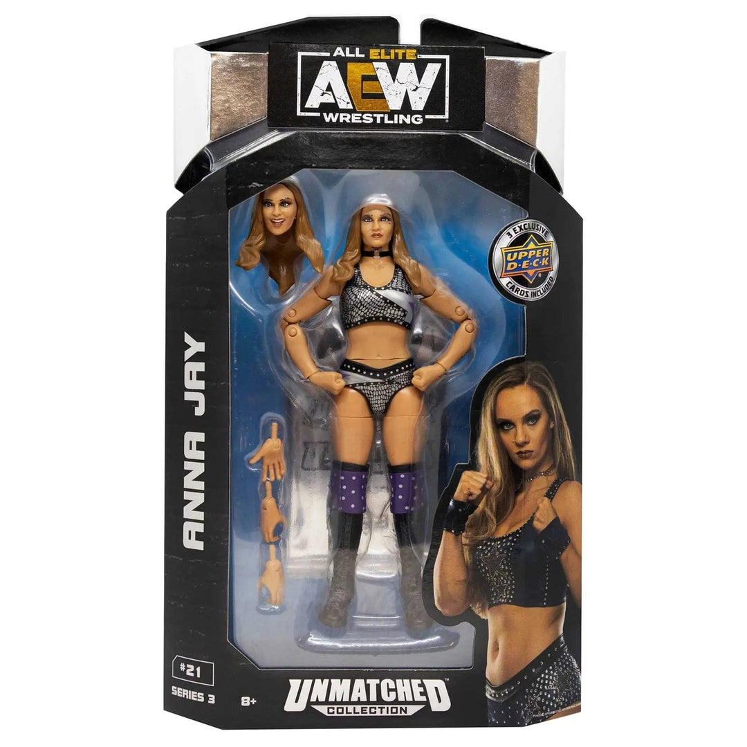 AEW Anna Jay wrestler action figure from the Series 3 unmatched collection in display box packaging