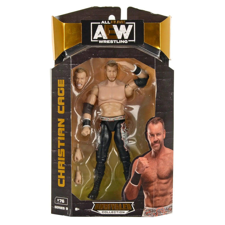 AEW Christian Cage wrestler action figure with accessories series 9 unrivalled collection in display box