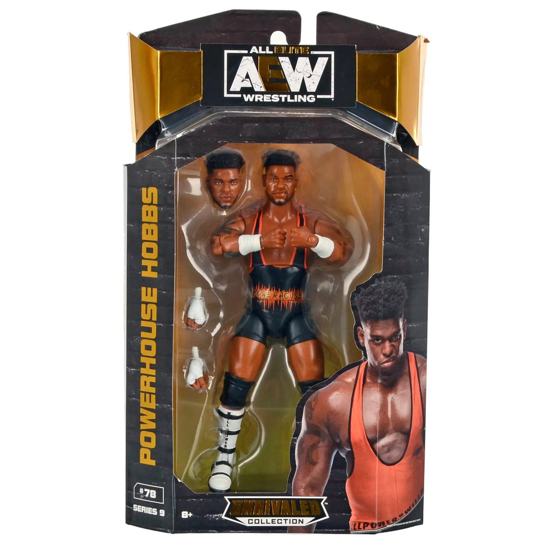 AEW Powerhouse Hobbs wrestler action figure with accessories series 9 unrivalled collection in display box