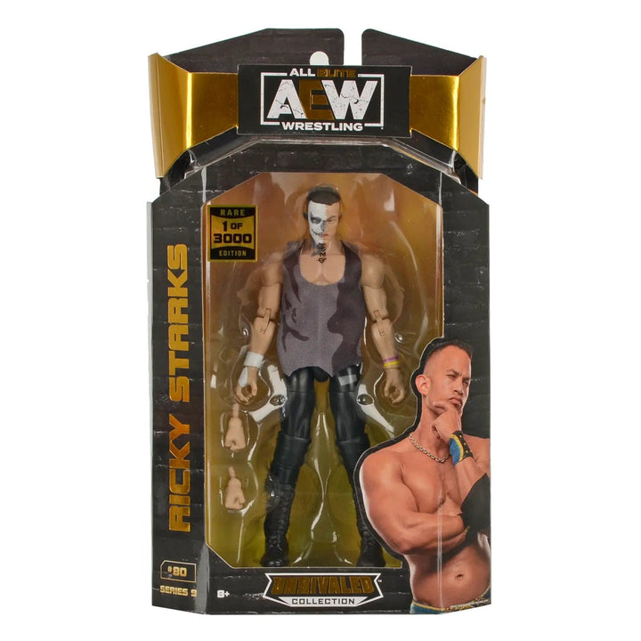 AEW Ricky Starks Rare Edition wrestler action figure with accessories series 9 unrivalled collection in display box