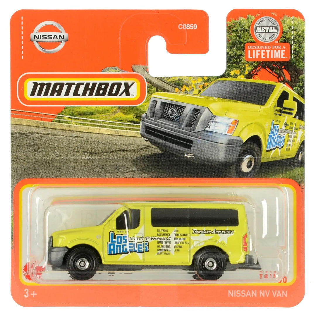 LA tours Nissan NV Van die-cast vehicle in Matchbox packing