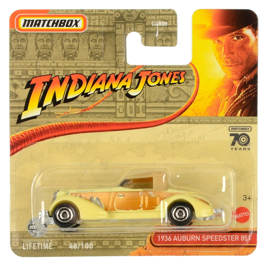 Indiana Jones 1936 Auburn Speedster 851 die-cast car in Matchbox packing