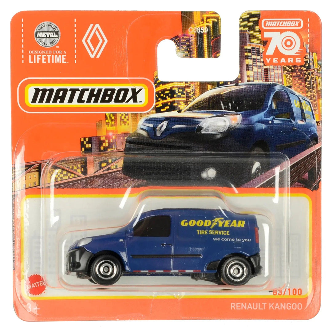 Blue Goodyear Renault Kangoo  die-cast car in Matchbox packing