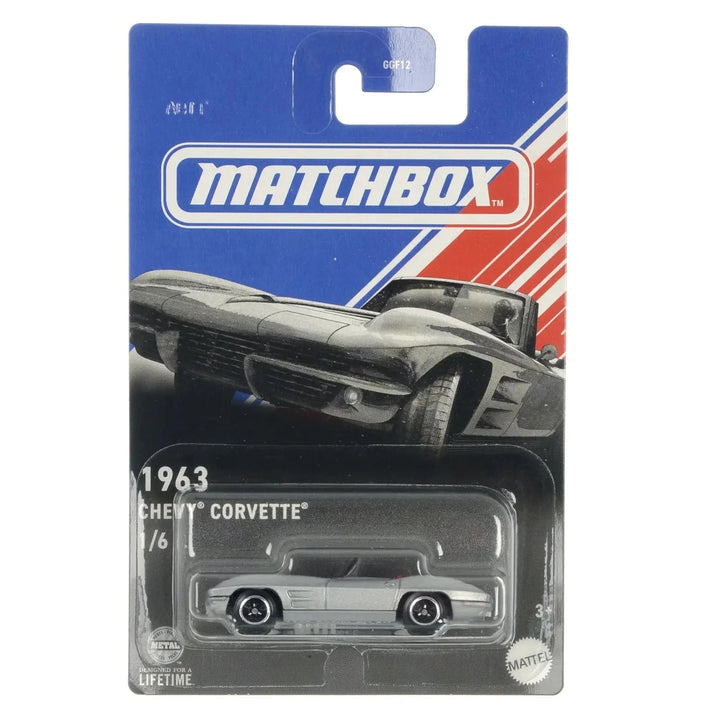 Matchbox GGF12 1963 Chevy Corvette die-cast car in packaging