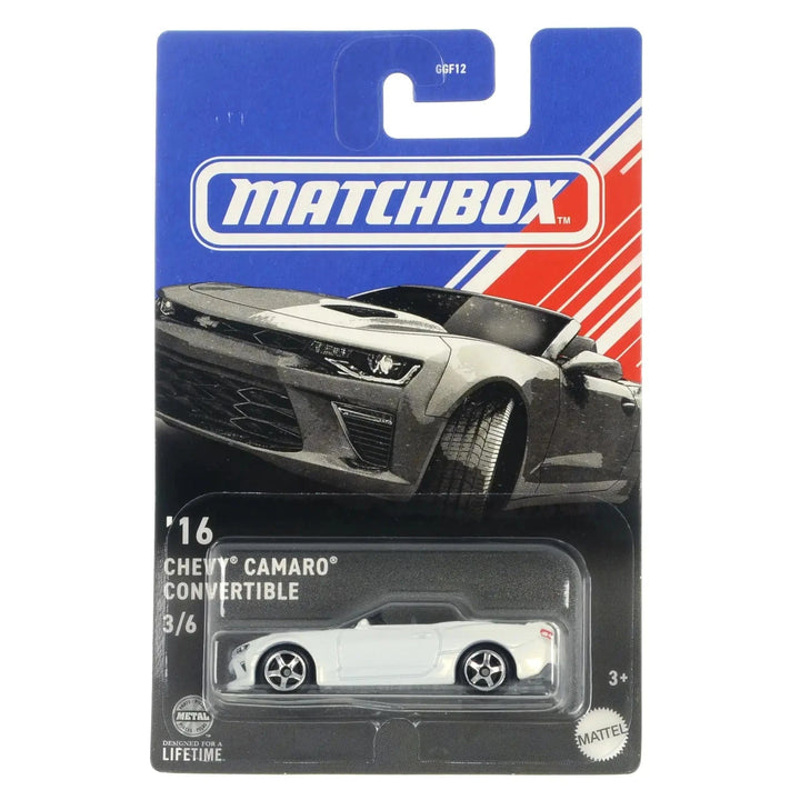 Matchbox GGF12 2016 Chevy Camaro in white die-cast car in packaging