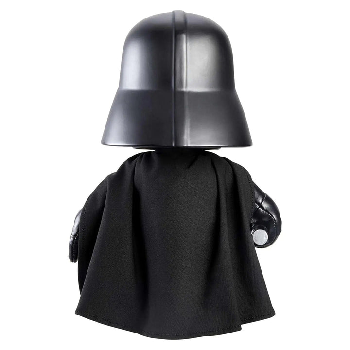 Back view of Darth Vader soft toy figure with plastic helmet