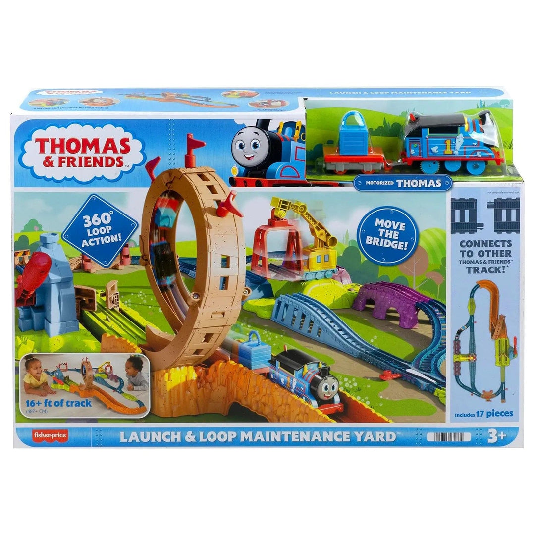 Thomas & Friends launch & loop maintenance yard train set in the box with 17 pieces